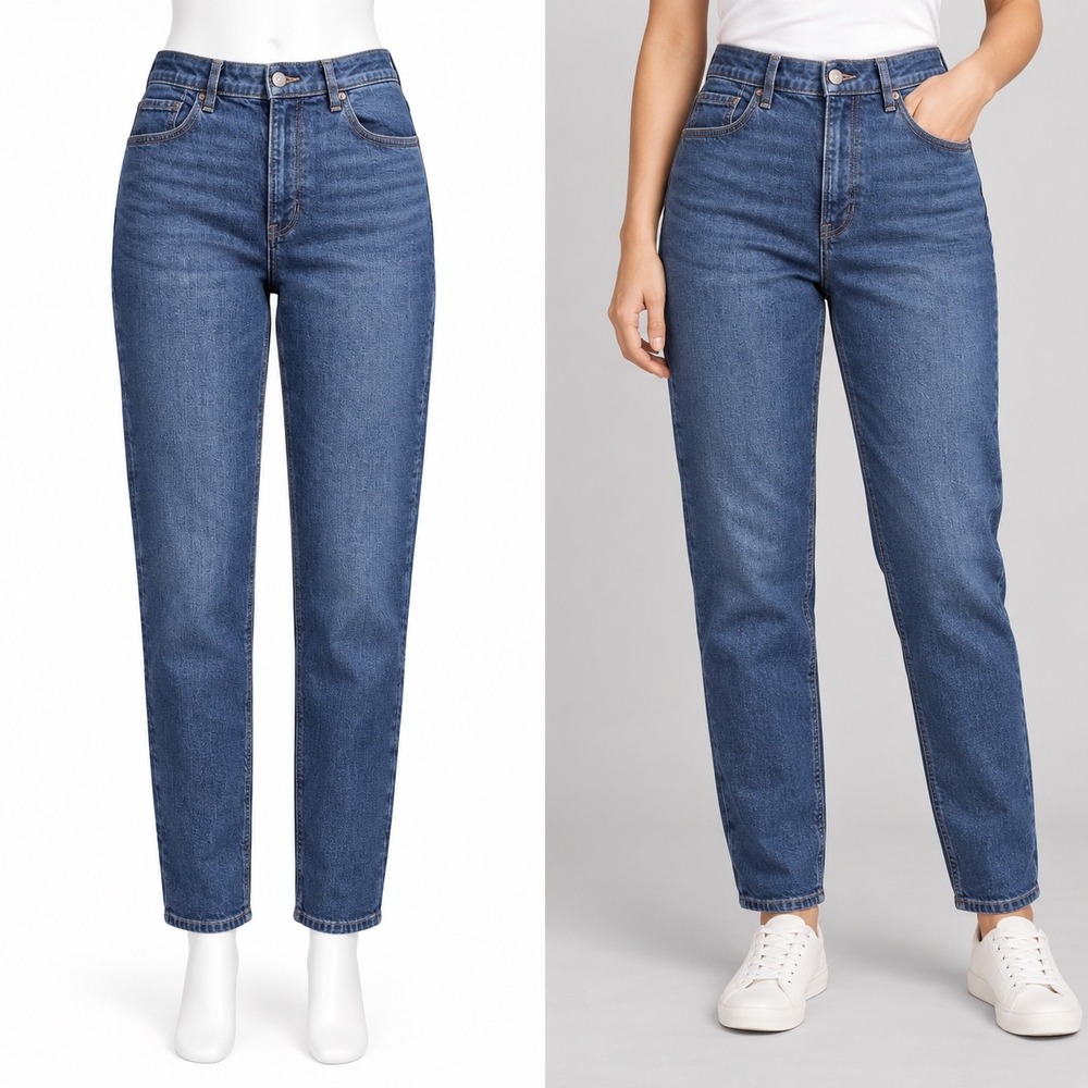 American Eagle Mom Jean Women 12 Long Blue Stretch High Rise Tapered Casual